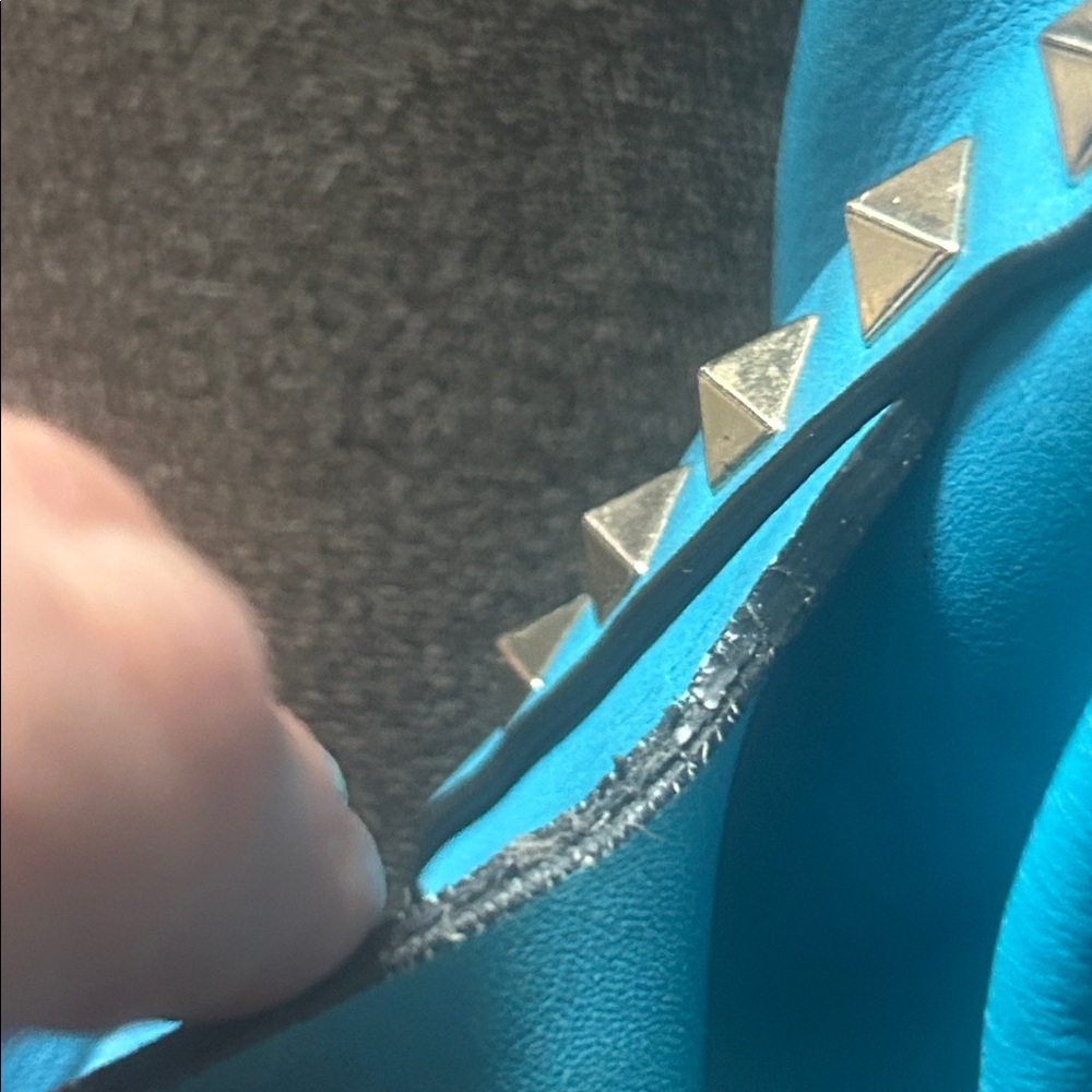 Valentino Garavani Aqua blue leather studded mini backpack - Picture 15 of 17